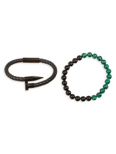 Shop Eye Candy La Men's Dorian 2-piece Titanium Bracelet Set In Neutral