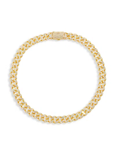 Shop Eye Candy La Men's Etienne 14k Goldplated & Cubic Zirconia Cuban Link Collar Necklace In Brass