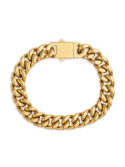 Shop Eye Candy La Men's Francis 18k Goldplated Titanium Cuban Link Chain Bracelet In Neutral