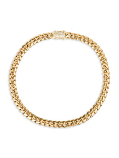 Shop Eye Candy La Men's Francois 18k Goldplated Titanium & Cubic Zirconia Cuban Chain Necklace/12" In Neutral