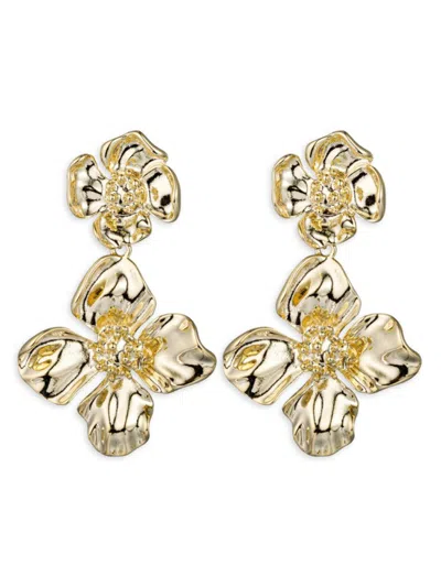 Shop Eye Candy La Women's Luxe Sofie 18k Goldplated Flower Drop Earrings In Brass