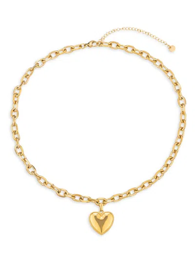Shop Eye Candy La Women's Luxe 18k Goldplated Heart Pendant Necklace In Brass