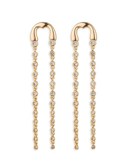Shop Eye Candy La Women's The Luxe Ava Goldtone Cubic Zirconia Drop Earrings In Brass