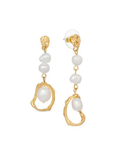 Shop Eye Candy La Women's The Luxe Alexa Goldtone & Shell Pearl Dangle Drop Earrings In Brass