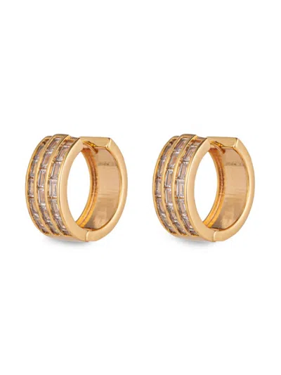 Shop Eye Candy La Women's Luxe Daphne Goldtone & Cubic Zirconia Cuff Earrings In Yellow