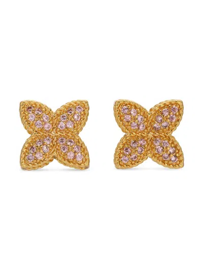 Shop Eye Candy La Women's Luxe Sophia Goldtone & Cubic Zirconia Flower Stud Earrings In Pink