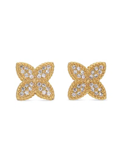 Shop Eye Candy La Women's Luxe Sophia Goldtone & Cubic Zirconia Flower Stud Earrings In Clear