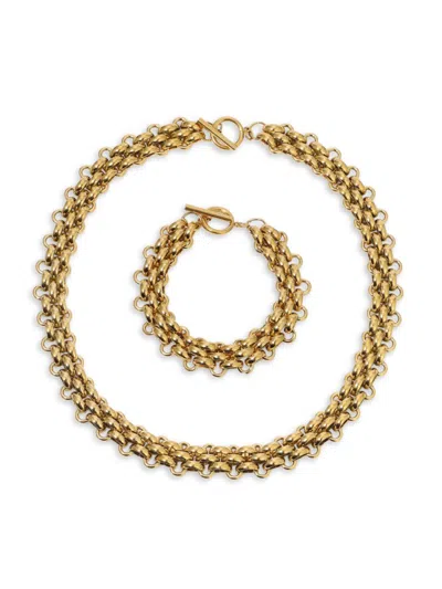 Shop Eye Candy La Women's Luxe Anat 2-piece Necklace & Bracelet Set In Gold