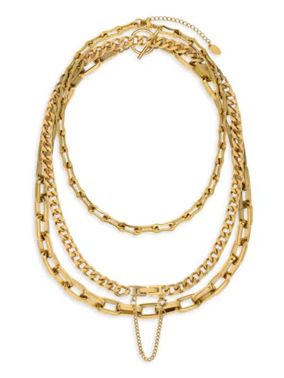 Shop Eye Candy La Women's Luxe Nubia Goldtone Layered Chain Necklace In Neutral
