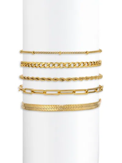 Shop Eye Candy La Women's Luxe Victoria 5-piece Goldtone Chain Bracelet Set In Neutral