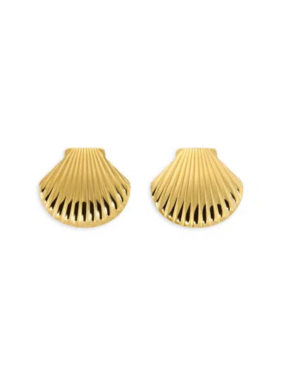 Shop Eye Candy La Women's Luxe Layla 14k Gold Plated Sea Shell Stud Earrings