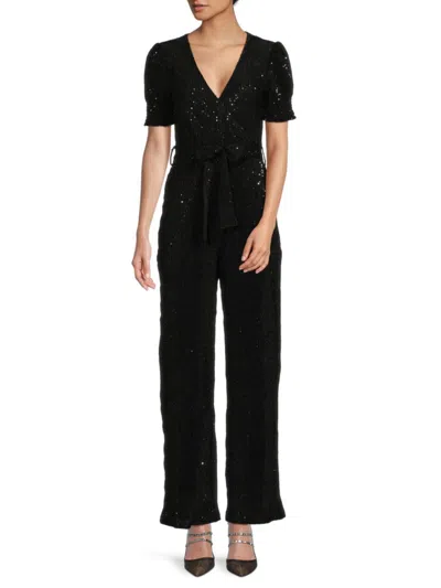 Shop Koko + Mason Women's Sequin Belted Jumpsuit In Black