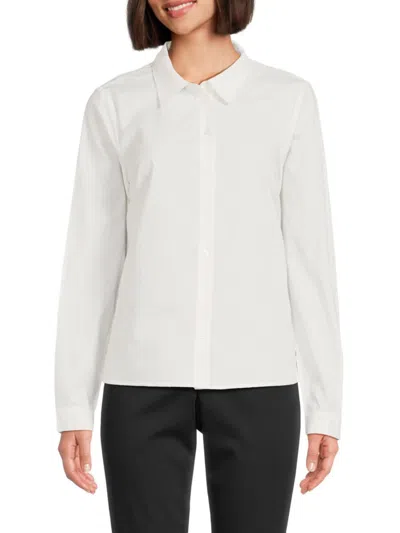 Shop Saks Fifth Avenue Women's Solid Long Sleeve Shirt In White