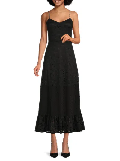Shop Koko + Mason Women's Lace Fit & Flare Maxi Dress In Black
