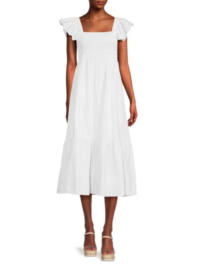 Shop Caara Women's Tuscany Smocked Midi Dress In White