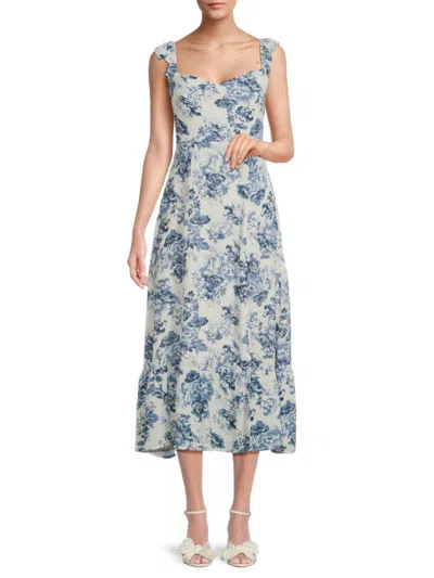 Shop Opt O. P.t Women's Jana Floral Midi Dress In Blue