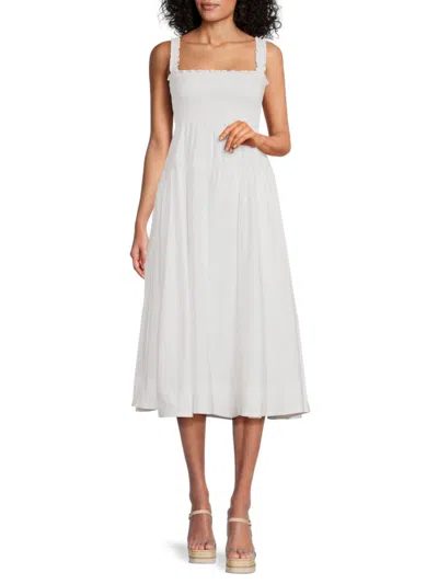 Shop Caara Women's Alessia Smocked Midi Dress In White