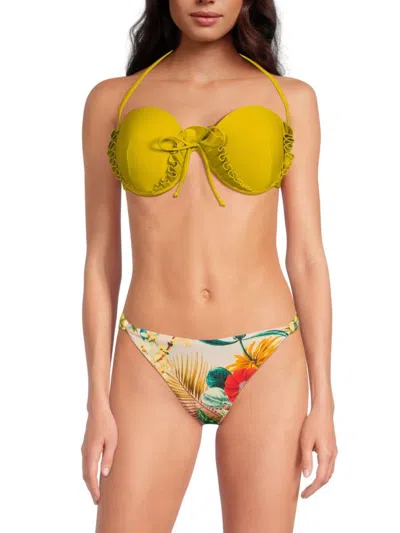 Shop Andrea Iyamah Women's Fula Ruffled Bikini Top In Lemon