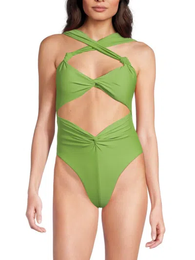 Shop Andrea Iyamah Women's Rora One-piece Twisted Swimsuit In Aloe