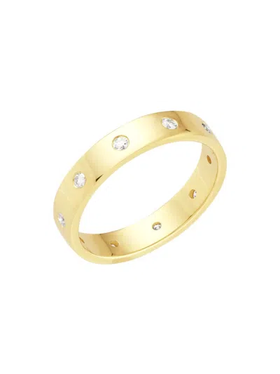 Shop Saks Fifth Avenue Women's 14k Yellow Gold & 0.25 Tcw Diamond Station Band Ring