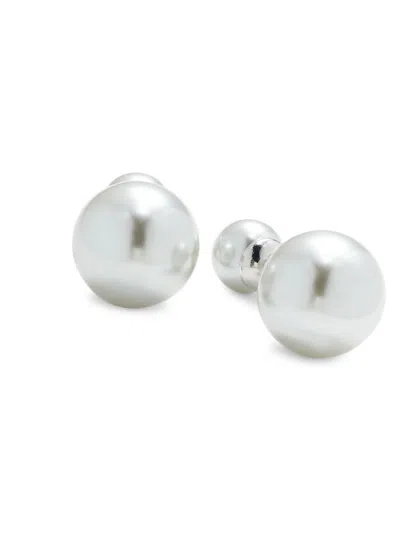 Shop Shashi Women's Silverplated Double Ball Stud Earrings In Brass