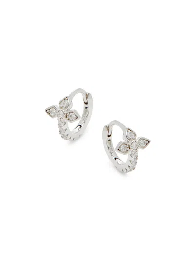 Shop Shashi Women's Gia 14k Goldplated Sterling Silver & Cubic Zirconia Cross Huggie Earrings