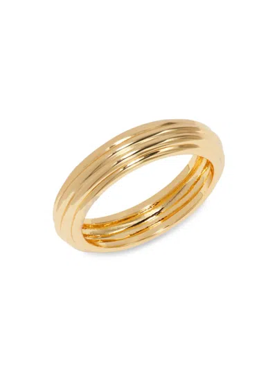 Shop Shashi Women's Deco 14k Goldplated Ring In Brass