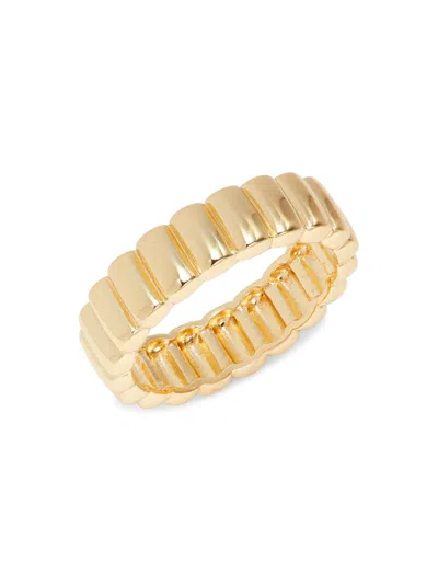 Shop Shashi Women's Nouveau 14k Goldplated Sterling Silver Ribbed Ring