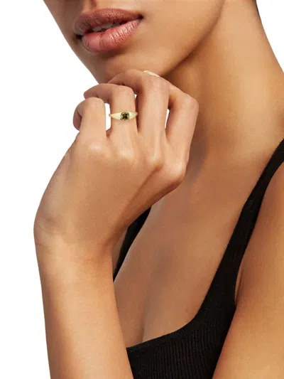 Shop Shashi Women's 14k Goldplated & Cubic Zirconia Ring In Brass