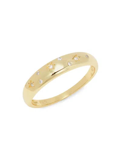 Shop Shashi Women's 14k Goldplated & Cubic Zirconia Ring In Brass