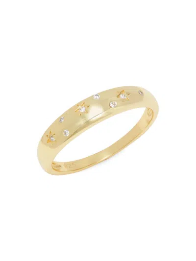 Shop Shashi Women's 14k Goldplated & Cubic Zirconia Studded Ring In Brass