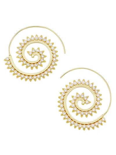 Shop Shashi Women's Arushi 14k Gold Plated Cubic Zirconia Spiral Hoop Earrings
