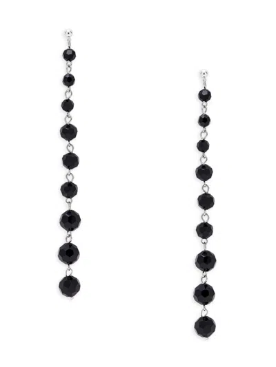 Shop Shashi Women's Joselyn Silverplated & Black Crystal Bead Dangle Earrings