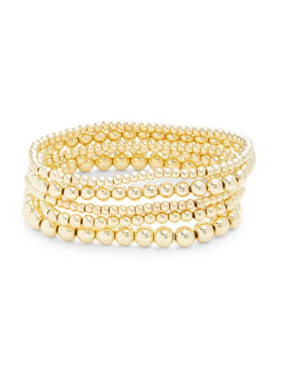 Shop Shashi Women's 5-piece Fortknox 14k Goldplated Beaded Bracelet Set In Brass