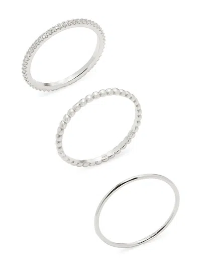 Shop Shashi Women's Aura 3-piece Sterling Silver & Cubic Zirconia Ring Set