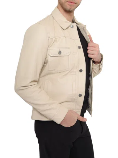 Shop Pino By Pinoporte Men's Lambskin Leather Shacket In Off White