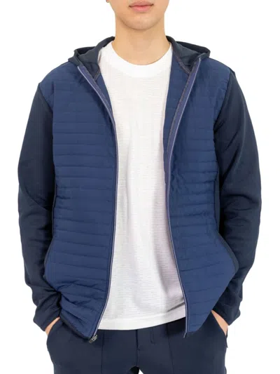 Shop Pino By Pinoporte Men's Quilted Zip Hoodie In Navy