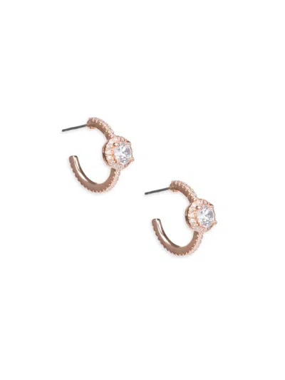 Shop Cz By Kenneth Jay Lane Women's Look Of Real 14k Rose Goldplated & Cubic Zirconia Huggie Earrings