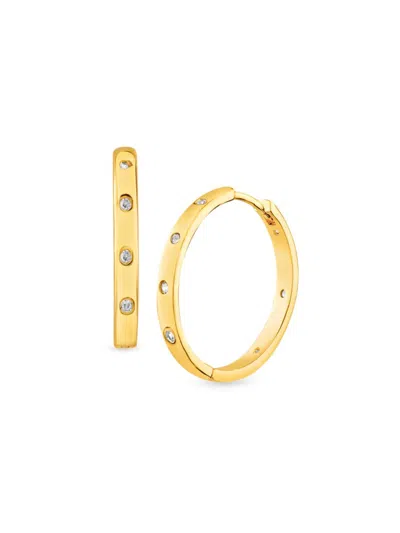Shop Cz By Kenneth Jay Lane Women's 14k Goldplated & Cubic Zirconia Hoop Earrings In Brass