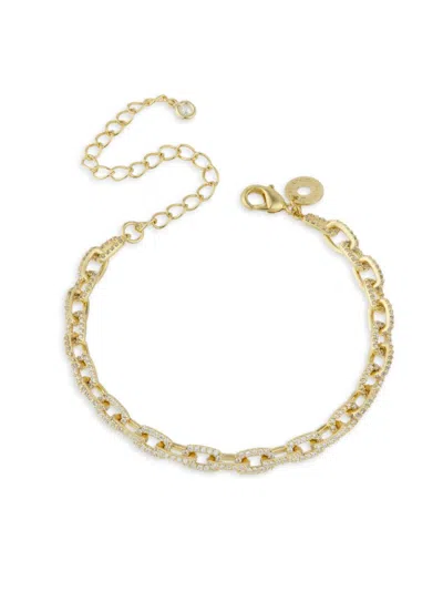 Shop Cz By Kenneth Jay Lane Women's 14k Goldplated & Pavé Cubic Zirconia Chain Bracelet In Brass