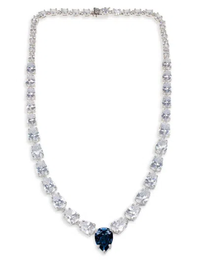 Shop Cz By Kenneth Jay Lane Women's Rhodium Plated & Cubic Zirconia Necklace In Brass