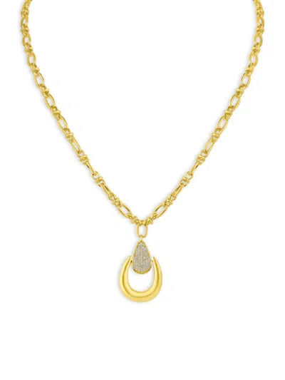 Shop Cz By Kenneth Jay Lane Women's 14k Goldplated & Cubic Zirconia Pendant Necklace In Brass