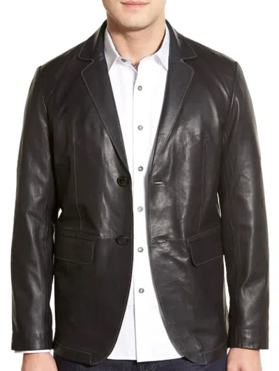 Shop Missani Le Collezioni Men's Classic Fit Lambskin Leather Blazer In Black
