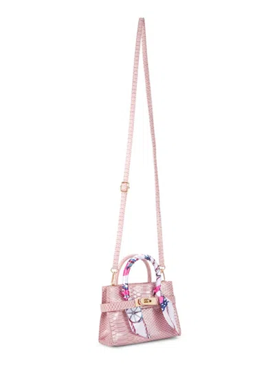Shop Tiny Treats By Zomi Gems Girl's Snakeskin Print Scarf Crossbody Bag In Pink