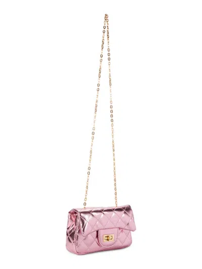Shop Tiny Treats By Zomi Gems Girl's Metallic Quilted Crossbody Bag In Metallic Light Pink