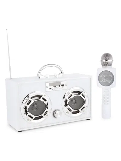 Trend Tech Brands Couture-pearl Bluetooth Boombox Mic Set In Neutral