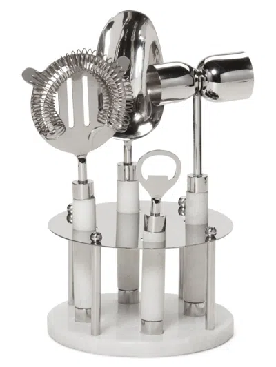 Shop Roselli Roman Marble & Stainless Steel 5-piece Bar Tool Set In White