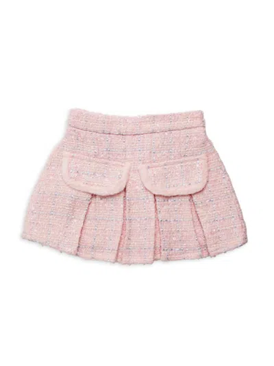 Shop Doe A Dear Little Girl's Pleated Wool Blend Skirt In Pink
