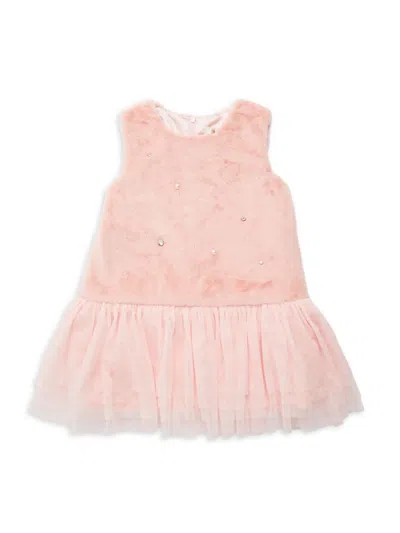 Shop Doe A Dear Little Girl's Embellished Faux Fur Dress In Pink