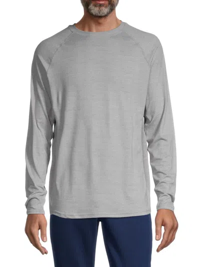 Shop Tahari Men's Heathered Long-sleeves T-shirt In Grey